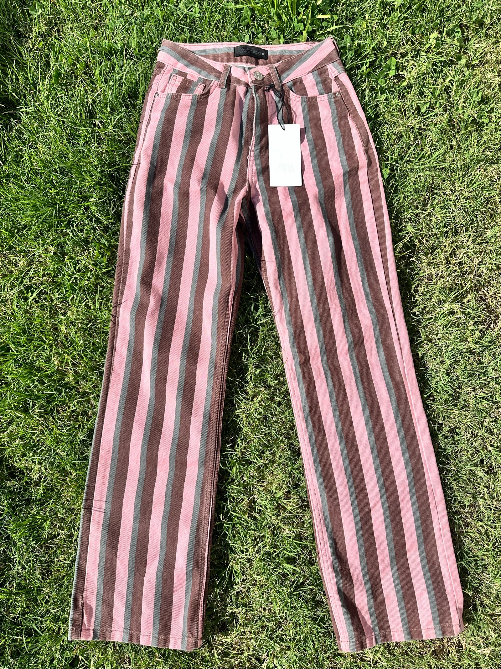 Jeans 1975 straight tiro medio rayas